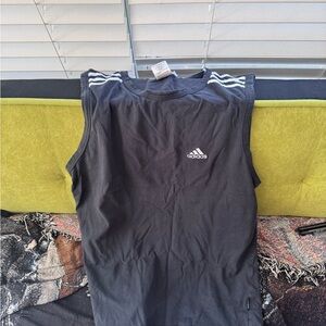 Adidas Black Tank with White Stripes